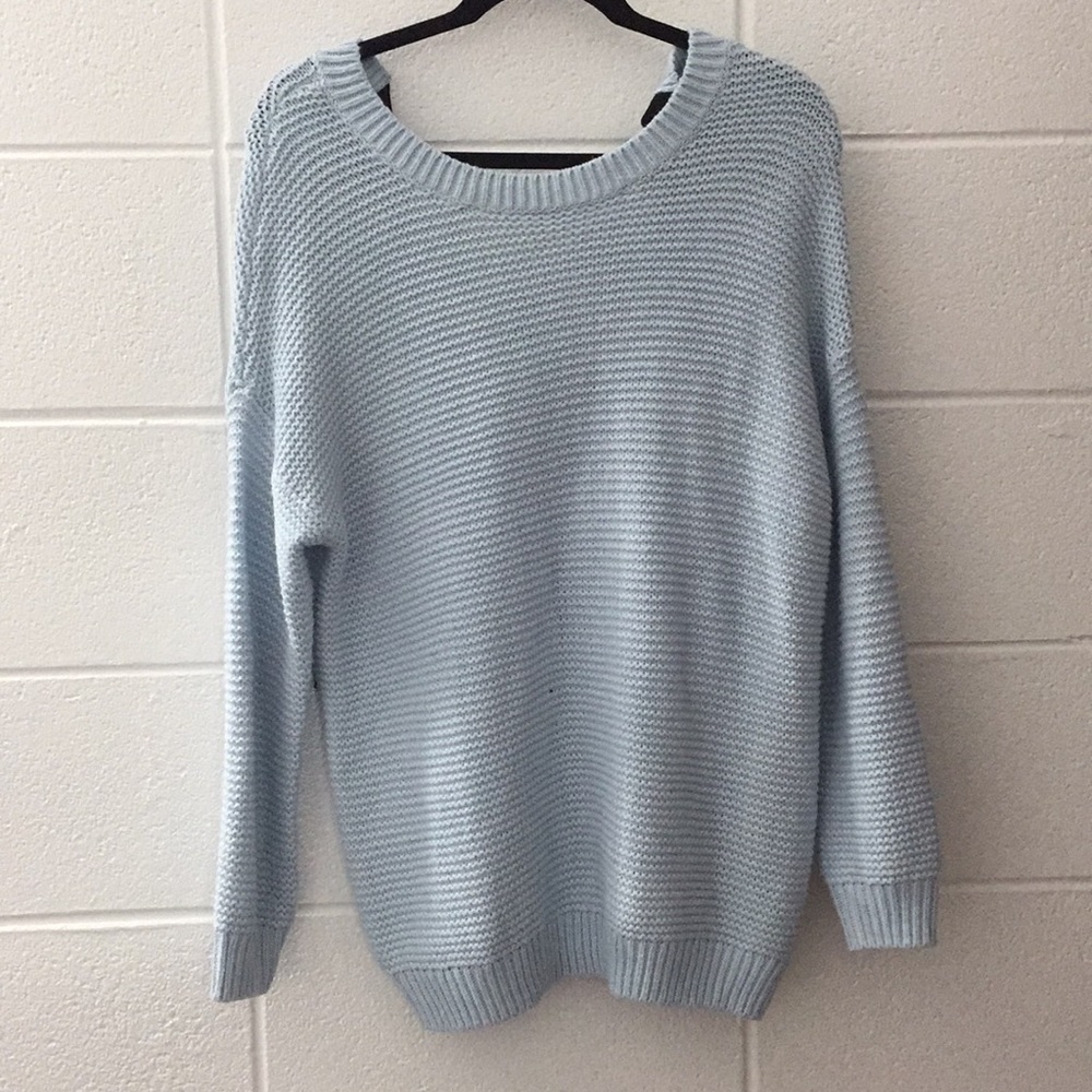 Blue Bow Back Sweater